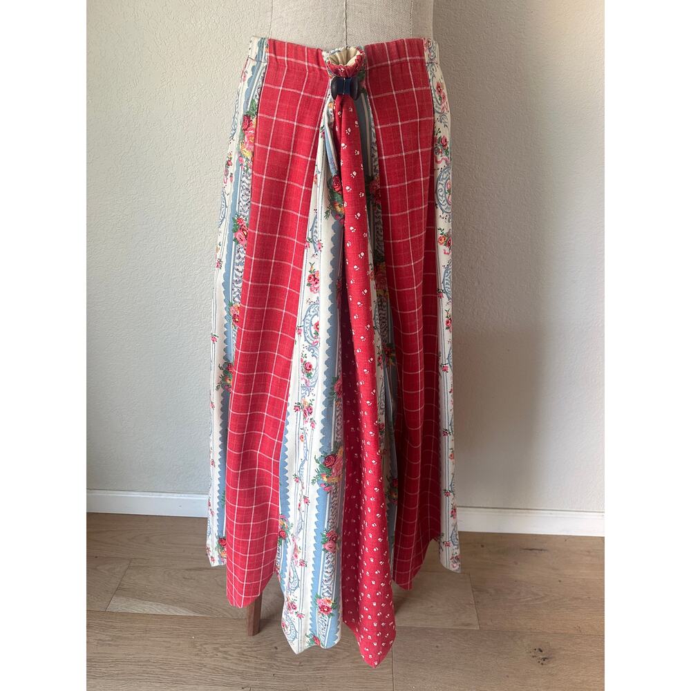 OOAK Handmade Prairie Patchwork Maxi Skirt Folk Art Cottagecore Heirloom - Picture 3 of 12